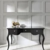 Casa Padrino Luxus Barock Sekretär mit 3 Schubladen Hochglanz Schwarz 130 x 75 x H. 80 cm - Massivholz Schreibtisch im Barockstil - Barock Büro Möbel - Luxus Möbel im Barockstil