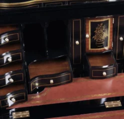 Casa Padrino Luxus Barock Sekretär Schreibtisch Schrank im chinesischen Stil Schwarz / Gold 104 x 58 x H. 238 cm - Prunkvoller Massivholz Büroschrank - Edle Barock Büromöbel