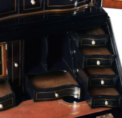 Casa Padrino Luxus Barock Sekretär Schreibtisch Schrank im chinesischen Stil Schwarz / Gold 104 x 58 x H. 238 cm - Prunkvoller Massivholz Büroschrank - Edle Barock Büromöbel