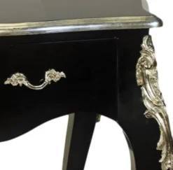 Casa Padrino Luxus Barock Sekretär Schwarz / Silber 150 cm - Schreibtisch Massivholz mit Metallapplikationen
