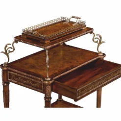 Casa Padrino Luxus Barock Servierwagen Braun / Messing / Silber - Barockstil Teewagen