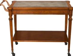 Casa Padrino Luxus Barock Servierwagen Hellbraun 102 x 52 x H. 77 cm - Massivholz Trolley mit eglomisierter Glasplatte - Barock Gastronomie Accessoires
