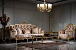 Casa Padrino Luxus Barock Sessel Rosa / Weiß / Gold - Handgefertigter Wohnzimmer Sessel mit dekorativem Kissen - Barock Möbel