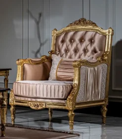 Casa Padrino Luxus Barock Sessel Rosa / Weiß / Gold - Handgefertigter Wohnzimmer Sessel mit dekorativem Kissen - Barock Möbel