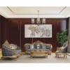 Casa Padrino Luxus Barock Sessel Blau / Weiß / Gold - Barock Wohnzimmer Möbel