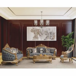Casa Padrino Luxus Barock Sessel Blau / Weiß / Gold - Barock Wohnzimmer Möbel