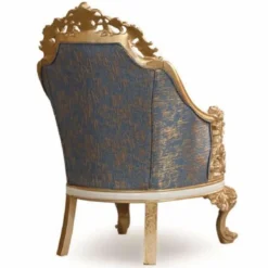 Casa Padrino Luxus Barock Sessel Blau / Weiß / Gold - Barock Wohnzimmer Möbel