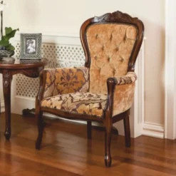 Casa Padrino Luxus Barock Sessel Beige / Dunkelbraun - Barockstil Möbel