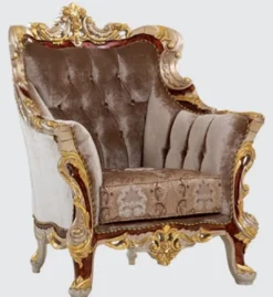 Casa Padrino Luxus Barock Sessel Grau / Braun / Silber / Gold 100 x 90 x H. 113 cm - Prunkvoller Wohnzimmer Sessel mit elegantem Muster - Barock Möbel