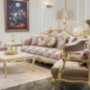 Casa Padrino Luxus Barock Sessel Rosa / Weiß / Gold 80 x 72 x H. 112 cm - Edler Wohnzimmer Sessel mit Blumenmuster und dekorativem Kissen - Barock Wohnzimmer Möbel