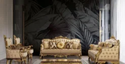 Casa Padrino Luxus Barock Sessel Beige / Braun / Gold - Prunkvoller Wohnzimmer Sessel mit Muster - Barock Wohnzimmer Möbel