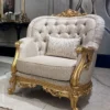 Casa Padrino Luxus Barock Sessel Gold mit Muster - Prunkvoller Wohnzimmer Sessel