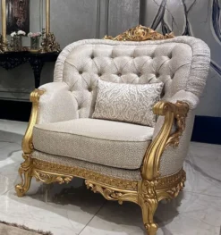 Casa Padrino Luxus Barock Sessel Gold mit Muster - Prunkvoller Wohnzimmer Sessel