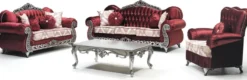Casa Padrino Luxus Barock Sessel Bordeauxrot / Creme / Silber - Wohnzimmer Sessel mit Muster und Glitzersteinen - Barockstil Wohnzimmer Möbel - Luxus Möbel im Barockstil - Barock Einrichtung