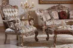 Casa Padrino Luxus Barock Sessel Grau / Kupfer / Silber - Handgefertigter Barockstil Wohnzimmer Sessel mit elegantem Muster - Barock Wohnzimmer Möbel - Edel & Prunkvoll