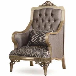 Casa Padrino Luxus Barock Sessel Grau / Gold H. 122 cm - Barock Möbel