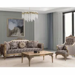Casa Padrino Luxus Barock Sessel Grau / Gold H. 122 cm - Barock Möbel