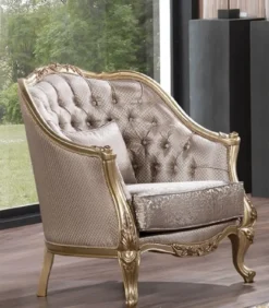 Casa Padrino Luxus Barock Sessel Silber / Gold - Prunkvoller Wohnzimmer Sessel mit elegantem Muster - Luxus Wohnzimmer Möbel im Barockstil - Barock Möbel - Barock Einrichtung