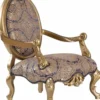 Casa Padrino Luxus Barock Sessel Blau / Gold / Silber 78 x 70 x H. 117 cm - Prunkvoller Wohnzimmer Sessel im Barockstil - Barock Möbel