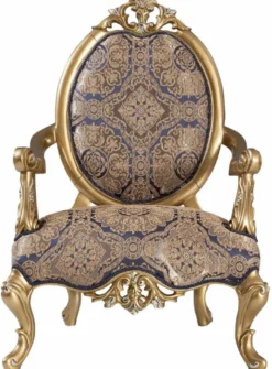 Casa Padrino Luxus Barock Sessel Blau / Gold / Silber 78 x 70 x H. 117 cm - Prunkvoller Wohnzimmer Sessel im Barockstil - Barock Möbel