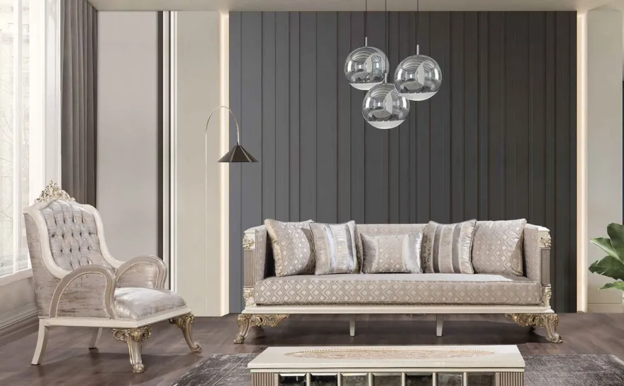 Casa Padrino Luxus Barock Sessel Silber / Weiß / Grau / Gold - Prunkvoller Wohnzimmer Sessel mit elegantem Muster - Luxus Wohnzimmer Möbel im Barockstil - Barock Möbel - Barock Einrichtung