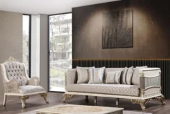 Casa Padrino Luxus Barock Sessel Silber / Weiß / Grau / Gold - Prunkvoller Wohnzimmer Sessel mit elegantem Muster - Luxus Wohnzimmer Möbel im Barockstil - Barock Möbel - Barock Einrichtung