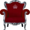 Casa Padrino Luxus Barock Sessel Pompöös von Harald Glööckler Rot / Silber - 95 x 80 x 105 cm