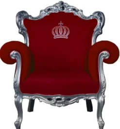 Casa Padrino Luxus Barock Sessel Pompöös von Harald Glööckler Rot / Silber - 95 x 80 x 105 cm