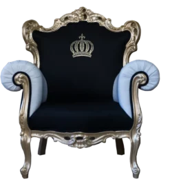 Casa Padrino Luxus Barock Sessel Pompöös von Harald Glööckler Schwarz / Weiß / Gold - 95 x 80 x 105 cm