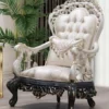 Casa Padrino Luxus Barock Sessel Creme / Beige / Weiß / Grau / Gold - Prunkvoller Wohnzimmer Sessel mit elegantem Muster - Barock Wohnzimmer & Hotel Möbel - Edel & Prunkvoll
