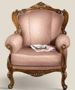 Casa Padrino Luxus Barock Sessel Rosa / Braun / Gold - Handgefertigter Mahagoni Wohnzimmer Sessel - Barock Wohnzimmer Möbel - Luxus Qualität - Made in Italy