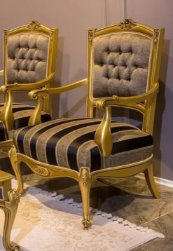 Casa Padrino Luxus Barock Sessel Grau / Schwarz / Gold 73 x 73 x H. 110 cm - Edler Massivholz Wohnzimmer Sessel im Barockstil - Barock Wohnzimmer Möbel