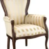 Casa Padrino Luxus Barock Sessel mit Streifen Gold / Dunkelbraun 70 x 74 x H. 104 cm - Gestreifter Wohnzimmer Sessel im Barockstil - Barock Wohnzimmer Möbel
