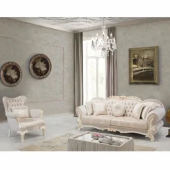 Casa Padrino Luxus Barock Sessel Grau / Weiß / Beige - Barock Wohnzimmer Möbel