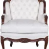 Casa Padrino Luxus Barock Sessel mit elegantem Muster Weiß / Dunkelbraun - Wohnzimmer Sessel im Barockstil - Barock Wohnzimmer Möbel - Edel & Prunkvoll