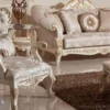 Casa Padrino Luxus Barock Sessel Grau / Silber / Weiß / Gold - Prunkvoller Wohnzimmer Sessel mit elegantem Muster - Barock Wohnzimmer Möbel