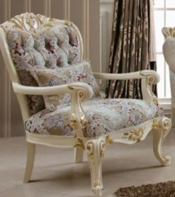 Casa Padrino Luxus Barock Sessel Braun / Mehrfarbig / Creme / Gold - Prunkvoller Wohnzimmer Sessel mit Muster - Barockstil Wohnzimmer Möbel - Luxus Möbel im Barockstil - Barock Einrichtung