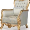 Casa Padrino Luxus Barock Sessel Hellblau / Türkis / Gold 93 x 73 x H. 120 cm - Wohnzimmer Sessel mit dekorativem Kissen - Barock Wohnzimmermöbel