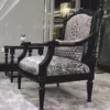 Casa Padrino Luxus Barock Sessel mit Kissen Silber / Schwarz - Barock Wohnzimmer Möbel