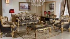Casa Padrino Luxus Barock Sessel Gold / Schwarz / Mehrfarbig / Gold - Prunkvoller Wohnzimmer Sessel mit elegantem Muster - Barock Wohnzimmer Möbel