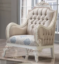 Casa Padrino Luxus Barock Sessel Mehrfarbig / Creamweiß / Kupfer - Barockstil Wohnzimmer Sessel mit elegantem Muster - Luxus Wohnzimmer Möbel im Barockstil - Barock Einrichtung - Barock Möbel