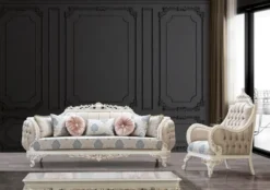 Casa Padrino Luxus Barock Sessel Mehrfarbig / Creamweiß / Kupfer - Barockstil Wohnzimmer Sessel mit elegantem Muster - Luxus Wohnzimmer Möbel im Barockstil - Barock Einrichtung - Barock Möbel