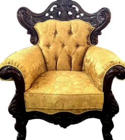 Casa Padrino Luxus Barock Sessel Gold / Dunkelbraun - Prunkvoller Wohnzimmer Sessel mit elegantem Muster - Barock Möbel