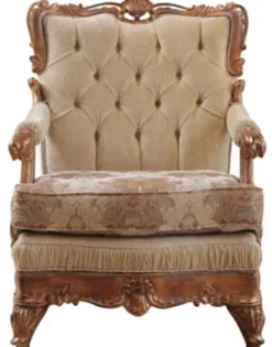 Casa Padrino Luxus Barock Sessel Beige / Braun - Prunkvoller Wohnzimmer Sessel mit elegantem Muster - Barock Wohnzimmer Möbel