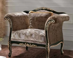 Casa Padrino Luxus Barock Sessel Braun / Grau / Schwarz / Gold - Barockstil Wohnzimmer Sessel mit elegantem Muster - Barock Möbel - Barock Wohnzimmer & Hotel Möbel - Luxus Qualität - Made in Italy