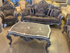 Casa Padrino Luxus Barock Sessel Mehrfarbig / Silber / Schwarz / Gold - Prunkvoller Wohnzimmer Sessel mit Glitzersteinen - Barockstil Wohnzimmer Möbel - Luxus Möbel im Barockstil