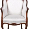 Casa Padrino Luxus Barock Sessel mit elegantem Muster Silber / Dunkelbraun - Prunkvoller Wohnzimmer Sessel im Barockstil - Barock Wohnzimmer Möbel - Edel & Prunkvoll