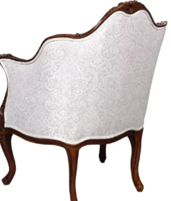 Casa Padrino Luxus Barock Sessel mit elegantem Muster Silber / Dunkelbraun - Prunkvoller Wohnzimmer Sessel im Barockstil - Barock Wohnzimmer Möbel - Edel & Prunkvoll