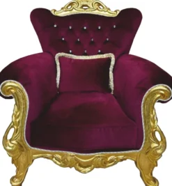 Casa Padrino Luxus Barock Sessel mit Glitzersteinen Bordeauxrot / Gold - Barockstil Möbel