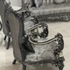 Casa Padrino Luxus Barock Sessel Silber / Weiß / Schwarz / Gold - Prunkvoller Wohnzimmer Sessel - Barockstil Wohnzimmer Möbel - Luxus Möbel im Barockstil - Barock Möbel - Barock Einrichtung